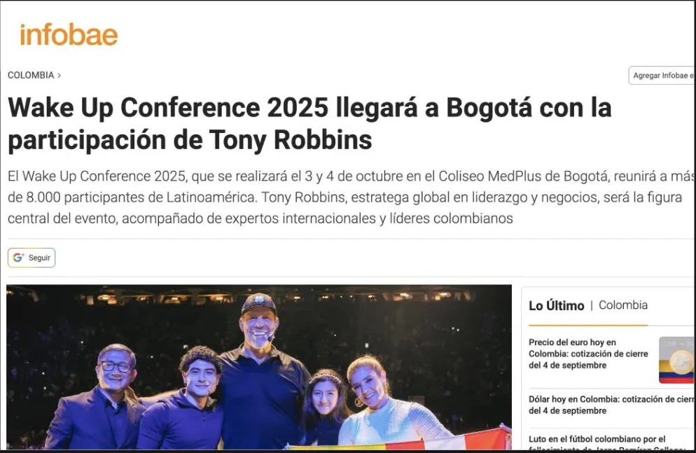 Nota do Infobae sobre a Wake Up Conference 2025